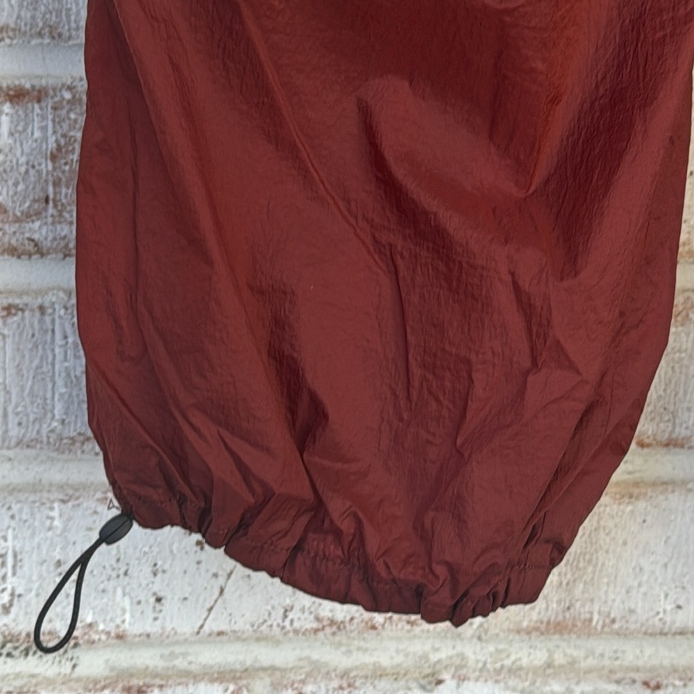 Free People Maroon Wide-Leg Drawstring Hem Track Pants - Picture 8 of 10